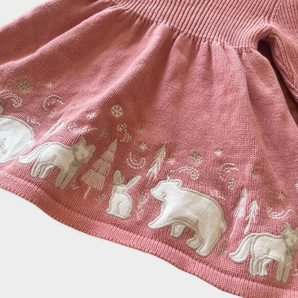 Max Studio Toddler Polar Bear Embroidered Dress Dusty Rose Pink 12mos - Picture 2 of 4